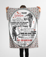 Load image into Gallery viewer, T-rex Grandma Gift For Grandson You Will Always Be My Grandson Fleece Blanket
