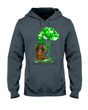 Load image into Gallery viewer, Red Long Haired Dachshund Patrick Balloons St. Patrick's Day Color Changing Mug Hoodie
