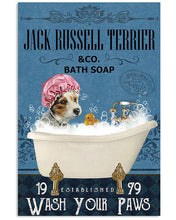 Load image into Gallery viewer, Jack Russell Terrier Co Bath Soap Wash You Paws Gift For Dog Lovers Vertical Poster
