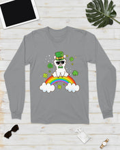 Load image into Gallery viewer, Llama Sitting On Rainbow Clovers St Patrick's Day Gift Unisex Long Sleeve
