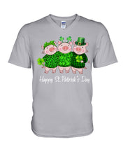 Load image into Gallery viewer, Pig Wear Plaid Shirt And Top Hat St Patrick's Day Gift Guys V-Neck
