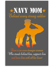 Load image into Gallery viewer, Son Gift For Navy Mom Behind Every Strong Soldier Vertical Poster
