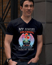 Load image into Gallery viewer, My Angel Grandpa Who Watched Over My Back Guys V-Neck
