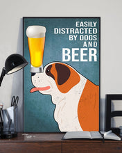 Load image into Gallery viewer, Easily Distracted By St Bernard Dogs And Beer Gift For Dog Lovers Vertical Poster
