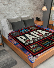 Load image into Gallery viewer, USA Flag Papa The Man The Myth The Legend Sherpa Blanket
