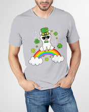 Load image into Gallery viewer, Llama Sitting On Rainbow Clovers St Patrick's Day Gift Guys V-Neck
