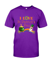 Load image into Gallery viewer, Corgi Sitting On Rainbow I Love St Patrick's Day Gift For Dog Lovers Guys Tee
