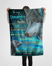 Load image into Gallery viewer, You Are The World Wolf Dad Gift For Daughter Fleece Blanket
