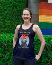 Load image into Gallery viewer, My Angel Grandpa Who Watched Over My Back Ladies Flowy Tank
