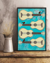 Load image into Gallery viewer, Ukulele Tropical Art Blue Background Meaningful Gift Vertical Poster
