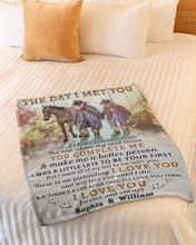 Load image into Gallery viewer, Custom Name Gift For Life Partner Cowboy The Day I Met You Fleece Blanket
