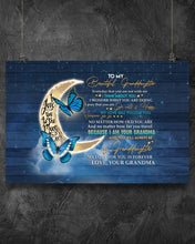 Load image into Gallery viewer, Blue Butterflies Grandma Gift For Granddaughter Think About You Horizontal Poster

