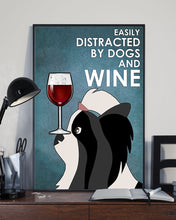 Load image into Gallery viewer, Cartoon Art Lhasa Apso Dog And Red Wine Gift For Dog Lovers Vertical Poster
