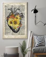 Load image into Gallery viewer, Sunflower Heart Cardiology Vintage Design Newspaper Vertical Poster
