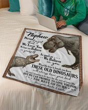 Load image into Gallery viewer, Auntie And Uncle Gift For Nephew These Old Dinosaurs Will Always Have Your Back Fleece Blanket
