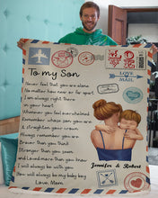 Load image into Gallery viewer, Custom Name Gift For Son Mail Never Feel That You're Alone Sherpa Blanket
