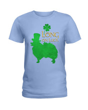 Load image into Gallery viewer, Pomeranian Long On Luck Green St. Patrick's Day Printed Mug Ladies Tee
