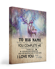 Load image into Gallery viewer, You Complete Me Deer Spring Vibe Custom Name Gift For Husband Matte Canvas
