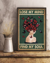 Load image into Gallery viewer, Retro Green Find My Soul Butterfly Lady Vertical Poster
