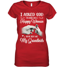 Load image into Gallery viewer, God Sent Me My Grandkids Gift For Grandma Ladies V-Neck
