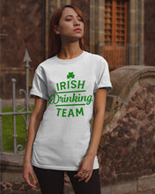 Load image into Gallery viewer, Irsih Drinking Team Green Shamrock St Patrick's Day Guys Tee
