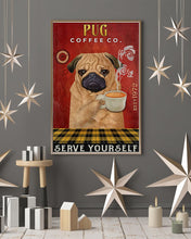 Load image into Gallery viewer, Coffee Company Pug Gift For Dog Lovers Vertical Poster
