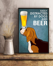 Load image into Gallery viewer, Easily Distracted By Beagle Dogs And Beer Gift For Dog Lovers Vertical Poster
