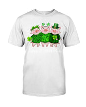 Load image into Gallery viewer, Pig Wear Plaid Shirt And Top Hat St Patrick's Day Gift Guys Tee
