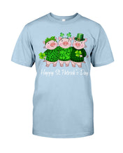 Load image into Gallery viewer, Pig Wear Plaid Shirt And Top Hat St Patrick's Day Gift Guys Tee
