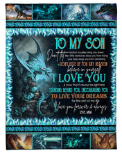 Load image into Gallery viewer, Teal Dragon Mum Gift For Son Don't Give Up For Any Reason Fleece Blanket
