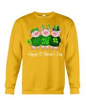 Load image into Gallery viewer, Pig Wear Plaid Shirt And Top Hat St Patrick's Day Gift Sweatshirt
