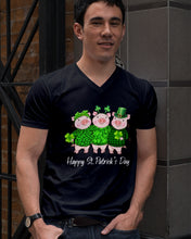 Load image into Gallery viewer, Pig Wear Plaid Shirt And Top Hat St Patrick's Day Gift Guys V-Neck
