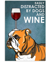 Load image into Gallery viewer, Angry Bulldog Dog And Red Wine Gift For Dog Lovers Vertical Poster

