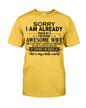 Load image into Gallery viewer, I Am Already Taken By A Freaking Awesome Wife Guys Tee
