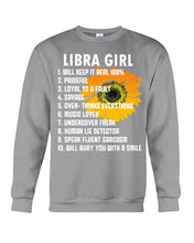 Load image into Gallery viewer, Birthday Gift For Libra Girl Will Bury You With A Smile Sweatshirt
