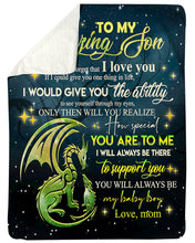 Load image into Gallery viewer, Galaxy Dragon Always Be There To Support You Mom Gift For Son Sherpa Blanket
