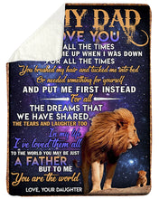 Load image into Gallery viewer, Daughter Gift For Dad Galaxy Lion To Me You Are The World Sherpa Blanket
