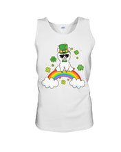 Load image into Gallery viewer, Llama Sitting On Rainbow Clovers St Patrick's Day Gift Unisex Tank Top
