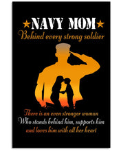 Load image into Gallery viewer, Son Gift For Navy Mom Behind Every Strong Soldier Vertical Poster
