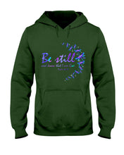 Load image into Gallery viewer, Be Still And Know That I Am God Purple Dragonfly Hoodie
