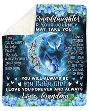 Load image into Gallery viewer, Blue Flower Enjoy The Ride Grandma Gift For Granddaughter Sherpa Blanket
