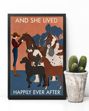Load image into Gallery viewer, Vintage Girl And And She Lived Happily Ever After With Horse Vertical Poster

