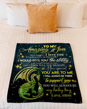 Load image into Gallery viewer, Galaxy Dragon Always Be There To Support You Mom Gift For Son Fleece Blanket
