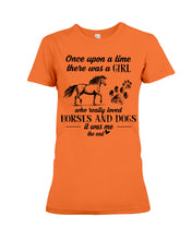 Load image into Gallery viewer, There Was A Girl Who Really Loved Horses And Dogs Ladies Tee

