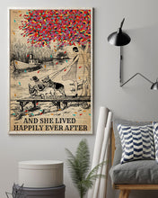 Load image into Gallery viewer, Dictionary Girl And Dogs Happily Ever At Lake Gift For Dog Lovers Vertical Poster
