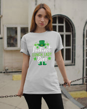 Load image into Gallery viewer, Emerald Green Top Hat And Boot Luckiest Lunch Lady Ever St Patrick's Day Gift Guys Tee
