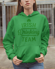 Load image into Gallery viewer, Irsih Drinking Team Green Shamrock St Patrick's Day Hoodie
