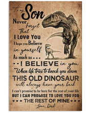 Load image into Gallery viewer, Dad Gift For Son T Rex Believe In Yourself Vertical Poster
