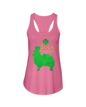 Load image into Gallery viewer, Pomeranian Long On Luck Green St. Patrick's Day Printed Mug Ladies Flowy Tank

