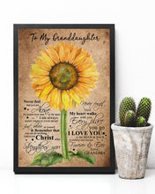 Load image into Gallery viewer, Grandma Gift For Granddaughter Sunflower Love You To The Moon Vertical Poster

